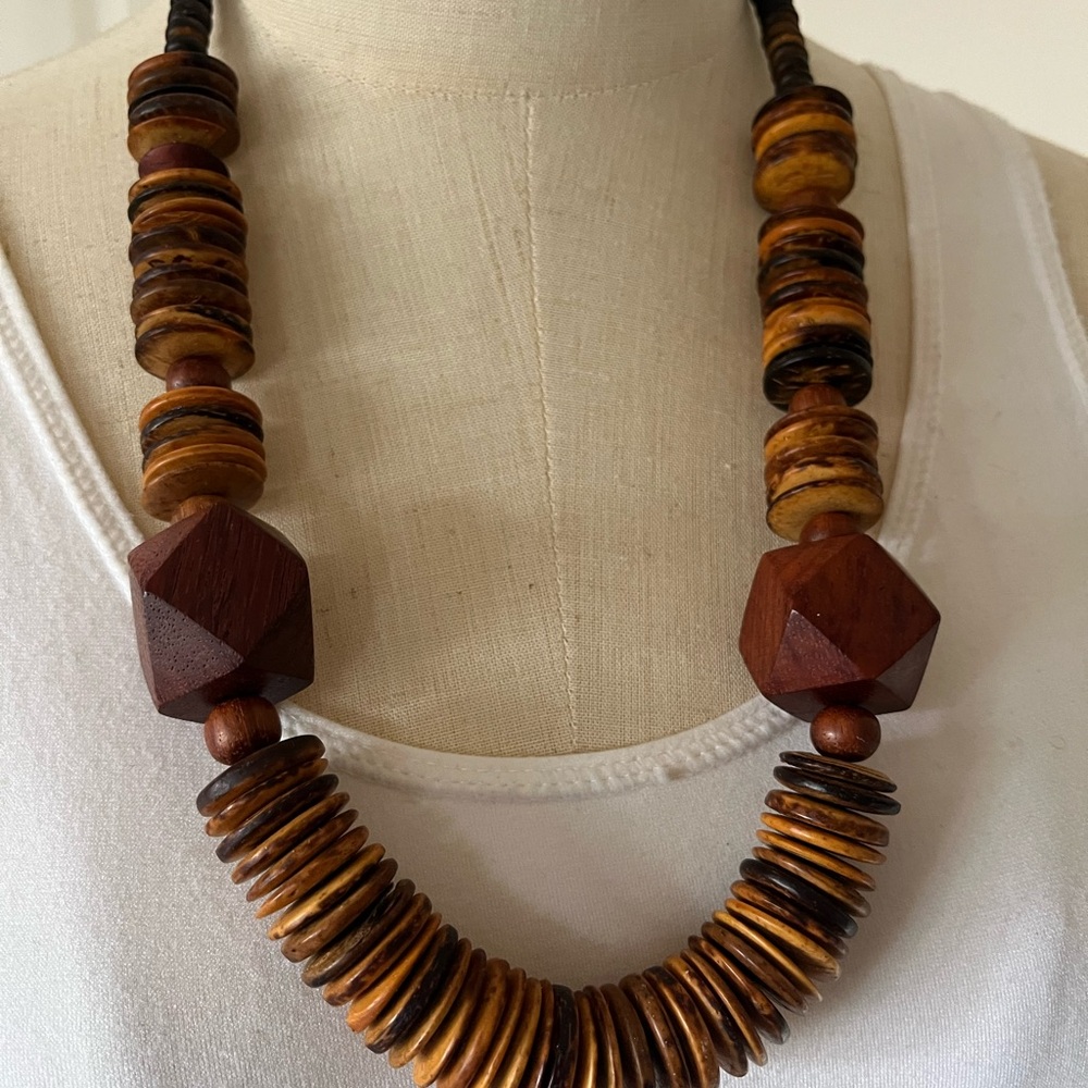 Handcrafted Wooden Disc Necklace